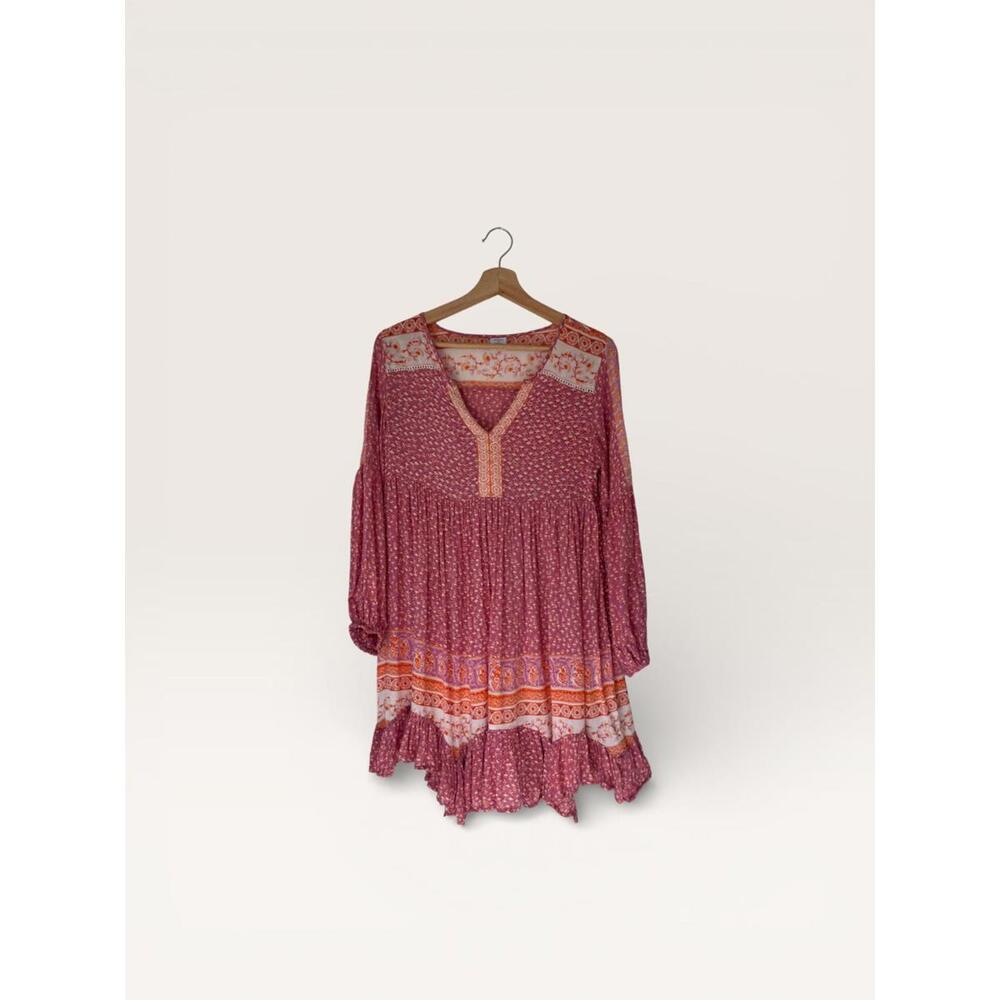 Boho Patrons of Peace Pink and Orange Bohemian Style Dress